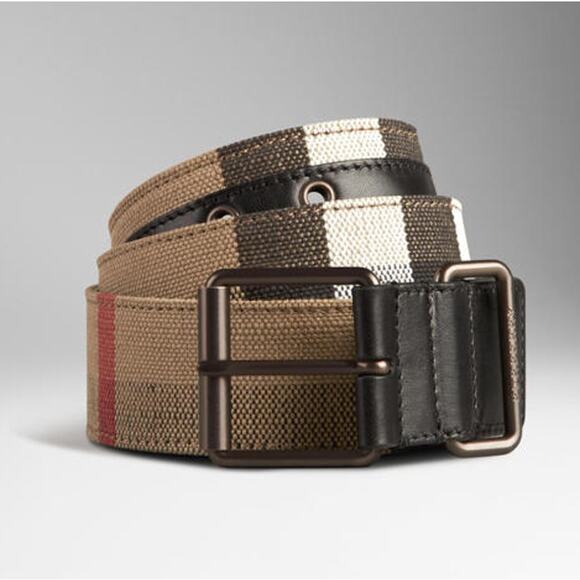 BURBERRY Canvas Nova Check Belt Sz 44 / 110 - Picture 1 of 8